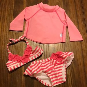 Never worn! Bikini and rash guard for baby girl